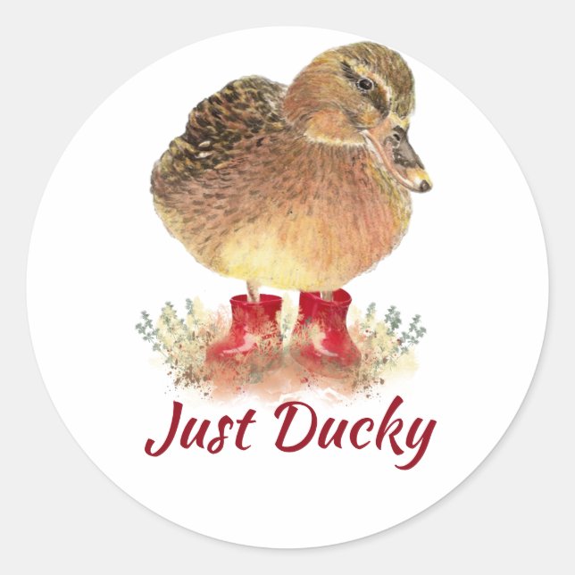 Sticker Rond Citation "Just Ducky" (Devant)