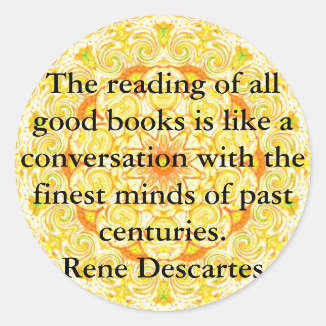 Sticker Rond Citation Littérature René Descartes (Devant)