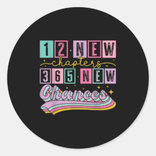 Sticker Rond Citation Motivante pour la Nouvelle Année 12 Nouve