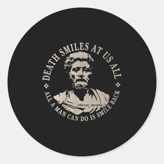 Sticker Rond Citation Motivationnelle De Marcus Aurelius Sur La (Devant)