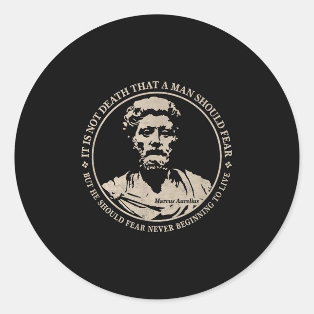 Sticker Rond Citation Motivationnelle De Marcus Aurelius Sur La (Devant)