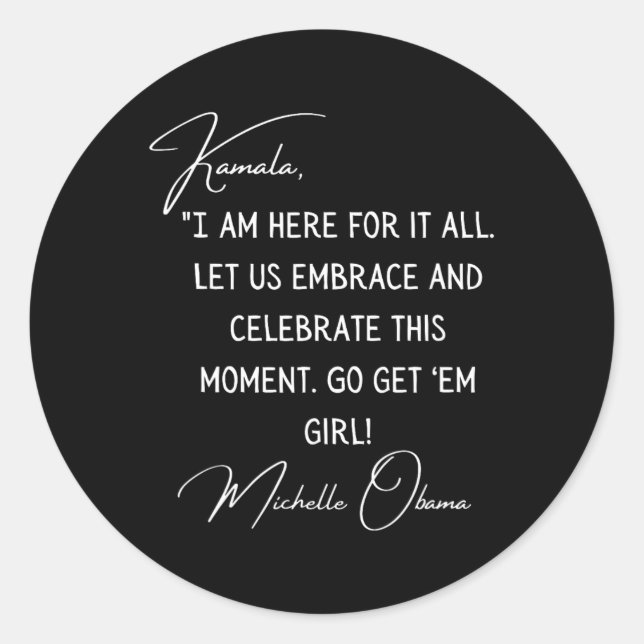 Sticker Rond Citation Obama À Kamala Harris Inauguration 2021 (Devant)