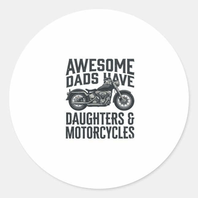 Sticker Rond Citation Papa Filles Moto Conception Vectorielle V (Devant)