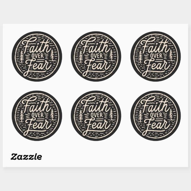 Sticker Rond Citation religieuse Foi Sur La Peur (Feuille)