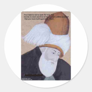 Sticker Rond Citation Rumi "Obstacles De L'Amour" Sur Les Cadea