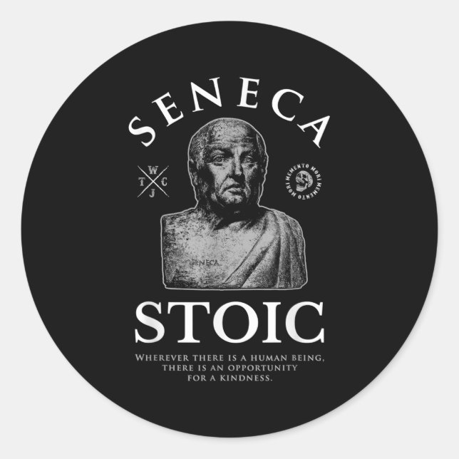 Sticker Rond Citation Seneca "Opportunité Pour Une Sainteté" (Devant)