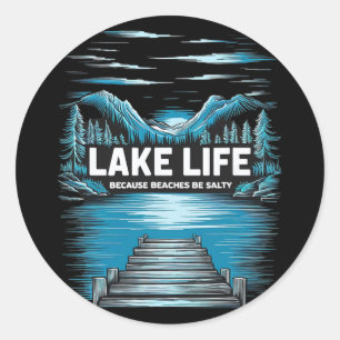 Sticker Rond Citation sur la vie au bord du lac Aventure Nature