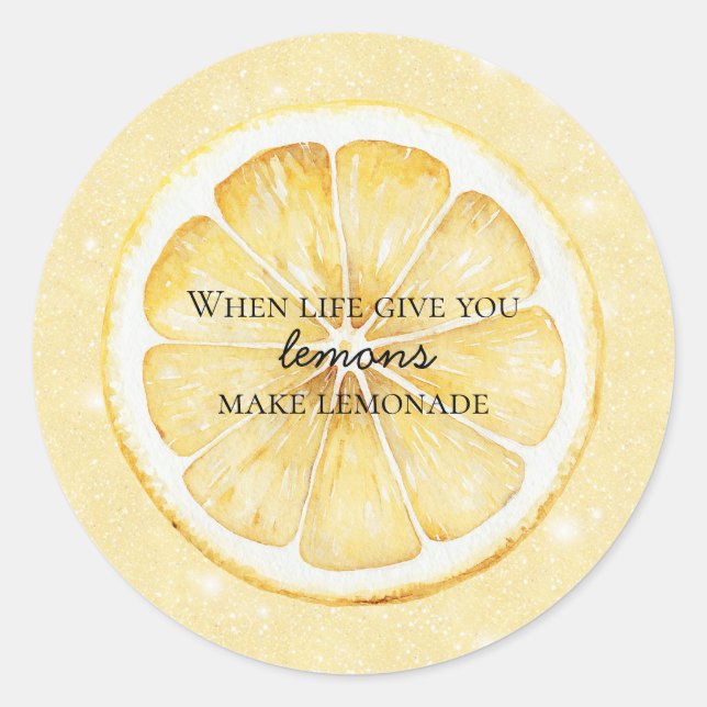 Sticker Rond Citation Vie Blanche Vous Donne Des Citrons Paille (Devant)