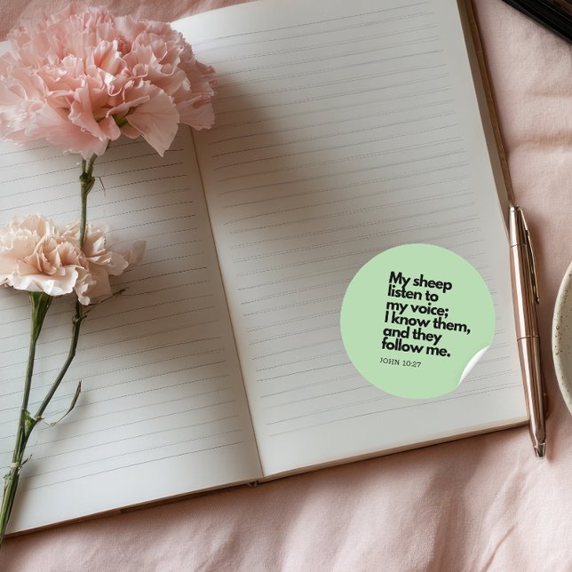 Sticker Rond Citations bibliques : Mon mouton écoute ma voix (Créateur téléchargé)