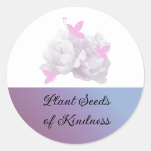 Sticker Rond Citations de gentillesse avec des roses roses et d