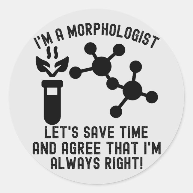 Sticker Rond Citations de morphologie1, J'adore la morphologie (Devant)