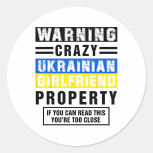 Sticker Rond Citations drôles de petite amie ukrainienne dicton