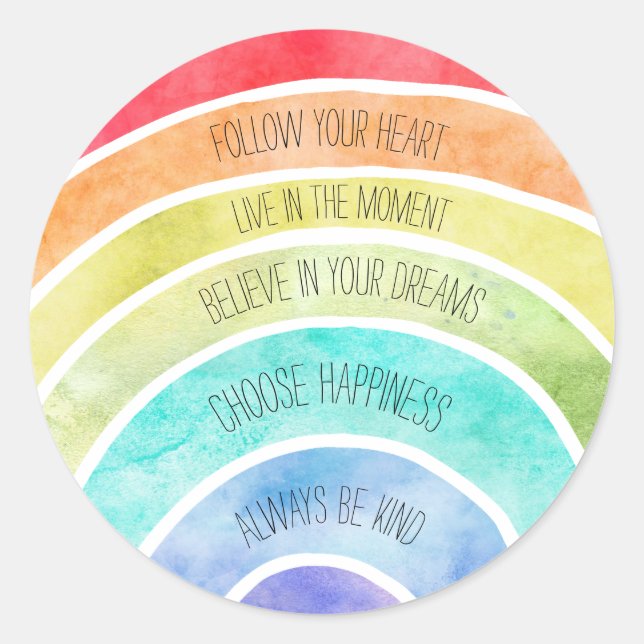 Sticker Rond Citations Inspirational Rainbow personnalisées (Devant)