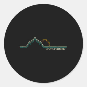 Sticker Rond Cité des rochers Idaho Rétro escalade montagne Été