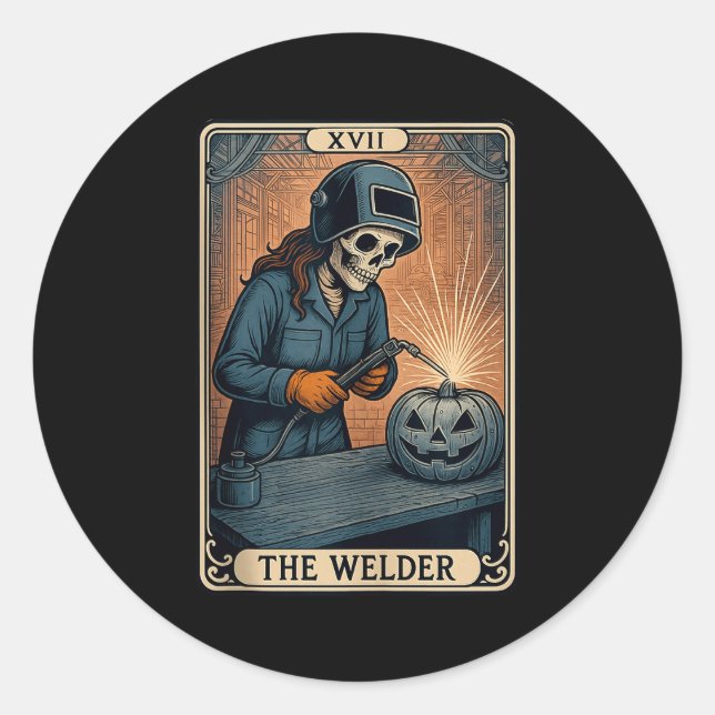 Sticker Rond Citerne de Soudure d'Halloween Crâne Citrouille Ca (Devant)