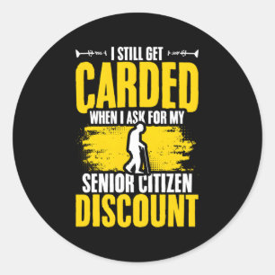 Sticker Rond Citoyen senior Old Guy Senior Citizen