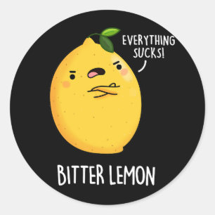 Sticker Rond Citron amer Funky Fruit Pun Dark BG