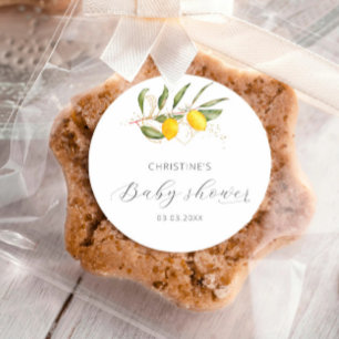 Sticker Rond Citron Aquarelle Lumineuse Citrus Baby shower Flor