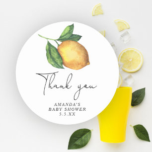 Sticker Rond citron aquarelle merci