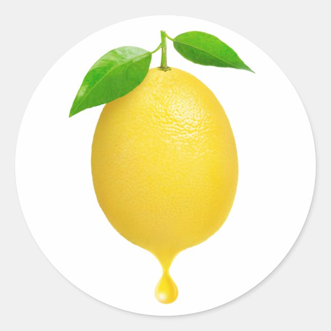 Sticker Rond Citron avec goutte de jus (Devant)