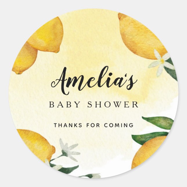Sticker Rond Citron Baby shower Favoriser (Devant)