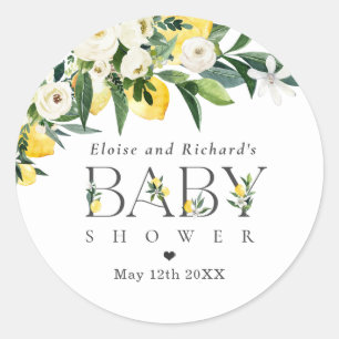 Sticker Rond Citron Citrus Baby shower méditerranéen Favoriser