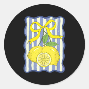 Sticker Rond Citron Coquette Bow Summer Vacances Hawaii Beach F