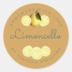 Sticker Rond Citron Doré Limoncello Maison