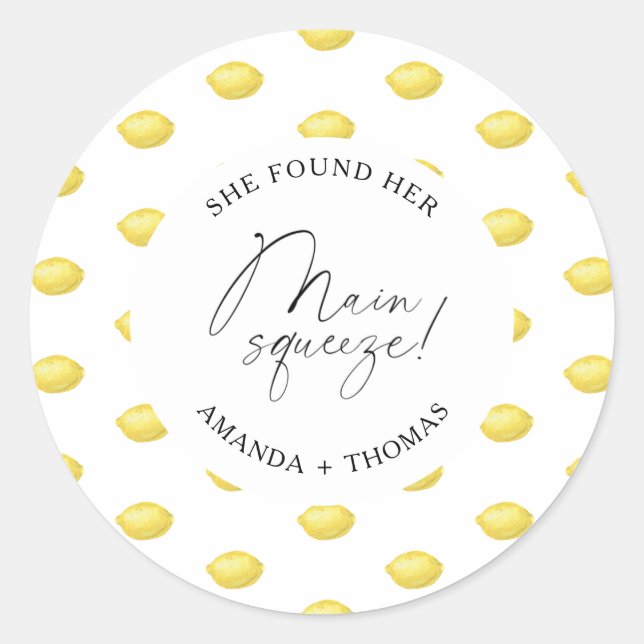 Sticker Rond Citron - Elle a trouvé son coup de foudre (Devant)