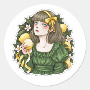 Sticker Rond Citron Épluché