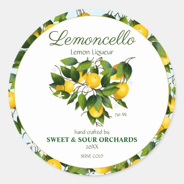Sticker Rond Citron Fruit Citron Limoncello (Devant)