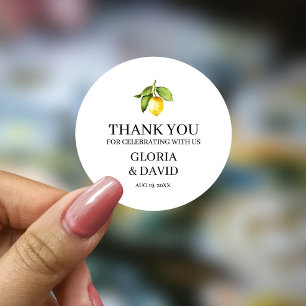 Sticker Rond Citron jaune Mariage moderne