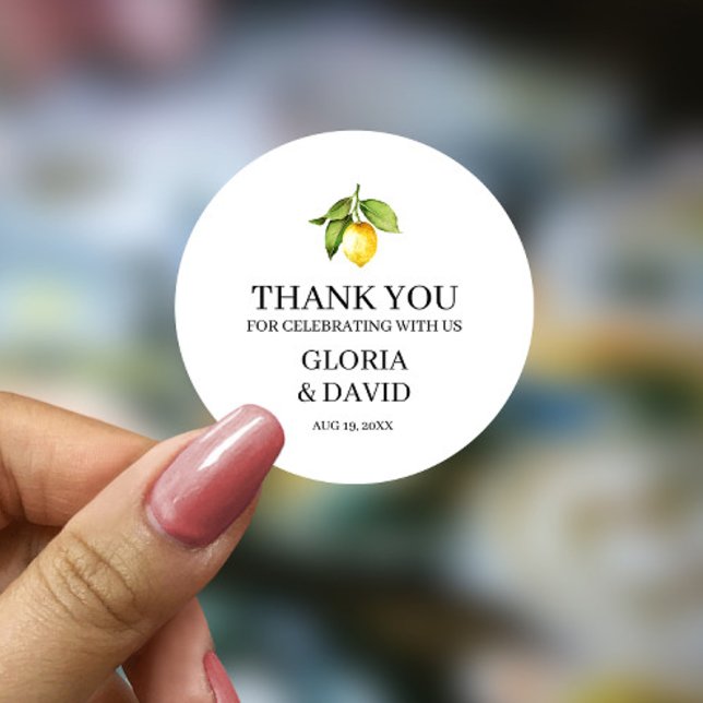 Sticker Rond Citron jaune Mariage moderne (Créateur téléchargé)