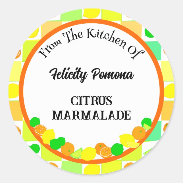Sticker Rond Citron, Lime et Oranges Agrumes Comestibles (Devant)