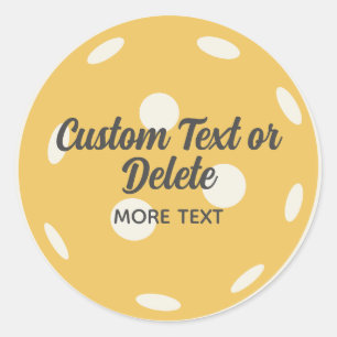 Sticker Rond Citron Pickleball Ajoutez Votre Texte Personnalisé