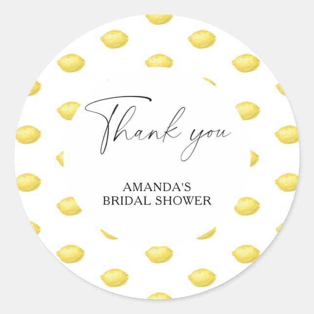 Sticker Rond Citron - Remerciement de Mariage (Devant)