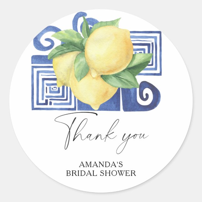 Sticker Rond Citron - Remerciement de mariage (Devant)