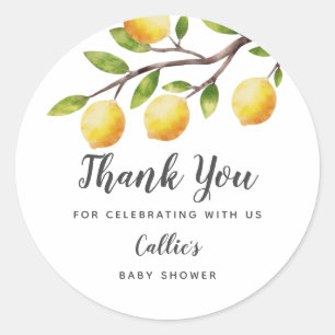 Sticker Rond Citron rustique Baby shower neutre pour le genre