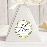 Sticker Rond Citron Sorrento Mariage Sa Faveur Préférée<br><div class="desc">Évoquez la splendeur ensoleillée d'un mariage de la côte amalfitaine avec la collection de Mariages méditerranéens citron jaune ! Insufflée du zeste d'agrumes d'été, les invitations, les signes et la décoration rayonnent de chaleur, d'élégance, et de charmantes graphismes citron jumelés à une magnifique police calligraphique. Célébrez votre amour au milieu...</div>