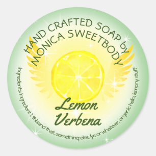 Sticker Rond Citron verbena savon personnalisé fait main