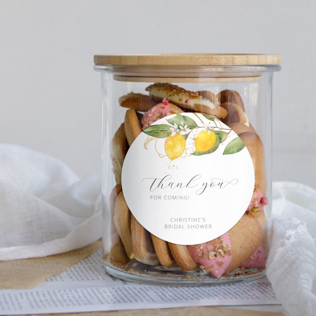 Sticker Rond Citron vert brillant Fête des mariées  florale Mer (Créateur téléchargé)