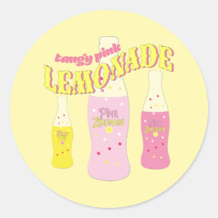 Sticker Rond Citronnade Rose Anniversaire Été Points Polka Mign