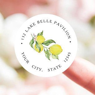 Sticker Rond Citrons d'été Adresse de retour