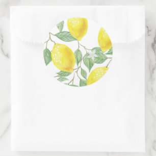 Sticker Rond Citrons et Feuilles