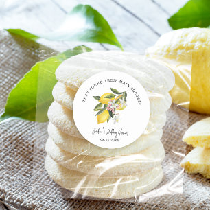 Sticker Rond Citrons et fleurs Mariage ou Fête des mariées