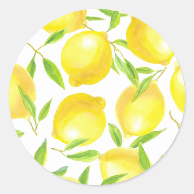 Sticker Rond Citrons et motif feuille (Devant)