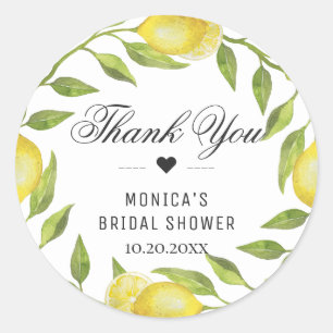 Sticker Rond Citrons Fleur de verdure Nom du monogramme