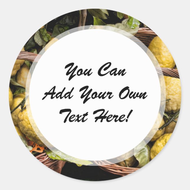 Sticker Rond Citrons italiens élégants de côte d'Amalfi de (Devant)