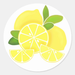 Sticker Rond Citrons   tranches de citron   motif d'agrumes ens