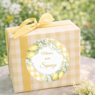 Sticker Rond Citrons vichy le chéri de maman Baby Shower